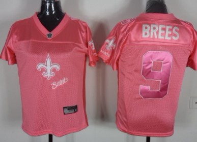 New Orleans Saints #9 Drew Brees 2011 Pink Stitched Womens Jersey