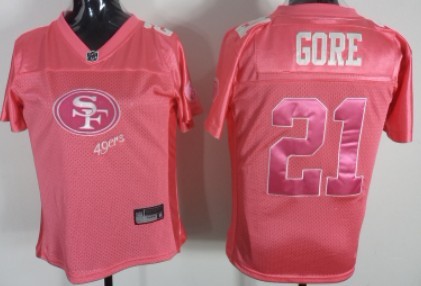 San Francisco 49ers #21 Frank Gore 2011 Pink Stitched Womens Jersey 