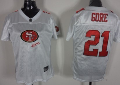 San Francisco 49ers #21 Frank Gore 2011 White Stitched Womens Jersey 