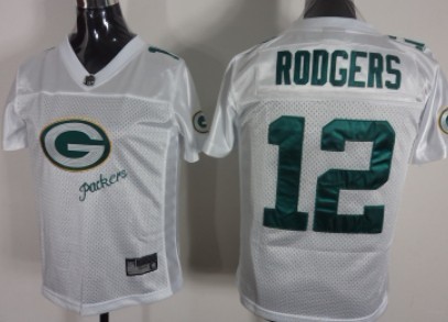 Green Bay Packers #12 Aaron Rodgers 2011 White Stitched Womens Jersey 