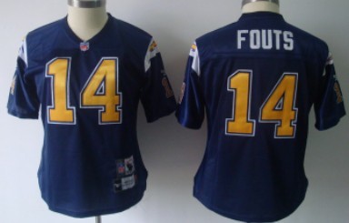 San Diego Chargers #14 Dan Fouts Navy Blue Throwback Womens Jersey