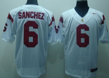 USC Trojans #6 Sanchez White Jersey