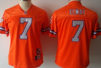 Denver Broncos #7 John Elway Orange Throwback Womens Jersey