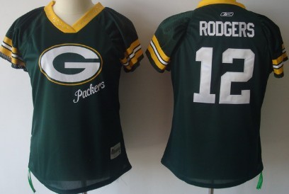Green Bay Packers #12 Aaron Rodgers 2011 Green Womens Field Flirt Fashion Jersey