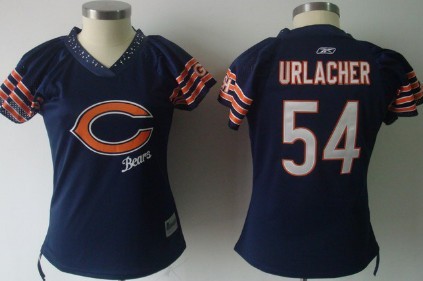 Chicago Bears #54 Brian Urlacher 2011 Blue Womens Field Flirt Fashion Jersey 
