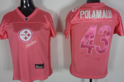 Pittsburgh Steelers #43 Troy Polamalu 2011 Pink Stitched Womens Jersey 