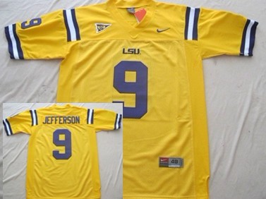 LSU Tigers #9 Jordan Jefferson Yellow Jersey 