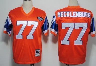 Denver Broncos #77 Karl Mecklenburg Orange 75TH Throwback Jersey 