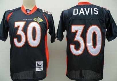 Denver Broncos #30 Terrell Davis Blue Super Bowl Throwback Jersey