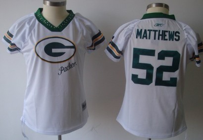 Green Bay Packers #52 Clay Matthews 2011 White Womens Field Flirt Fashion Jersey