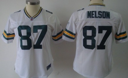 Green Bay Packers #87 Jordy Nelson White Womens Team Jersey