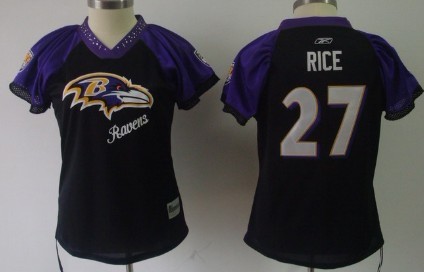 Baltimore Ravens #27 Ray Rice 2011 Black Womens Field Flirt Fashion Jersey 