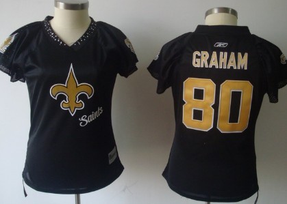 New Orleans Saints #80 Jimmy Graham 2011 Black Womens Field Flirt Fashion Jersey 