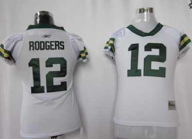 Green Bay Packers #12 Rodgers White Womens Field Flirt Fashion Jersey 