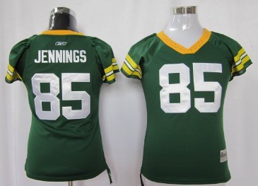 Green Bay Packers #85 Jennings Green Womens Field Flirt Fashion Jersey 