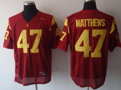 USC Trojans #47 Matthews Red Jersey 