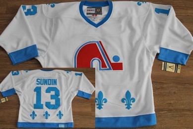 Quebec Nordiques #13 Mats Sundin White With Light Blue Throwback CCM Jersey 