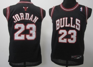 Chicago Bulls #23 Michael Jordan Black With Bulls Kids Jersey