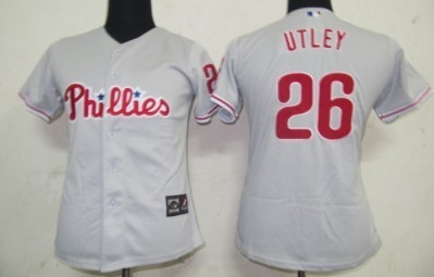 Philadelphia Phillies #26 Utley Gray Womens Jersey 