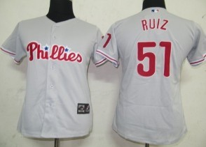 Philadelphia Phillies #51 Ruiz Gray Womens Jersey 