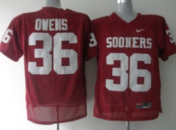 Oklahoma Sooners #36 Owens Red Jersey 