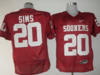 Oklahoma Sooners #20 Sims Red Jersey 