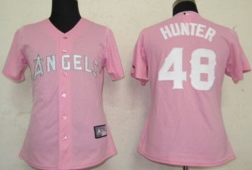 LA Angels of Anaheim #48 Hunter Pink Womens Jersey 