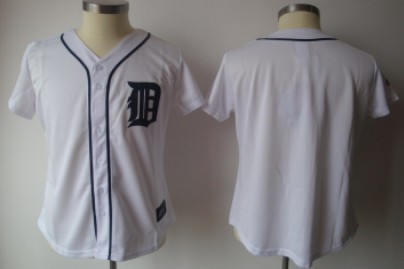 Detroit Tigers Blank White With Black Womens Jersey 