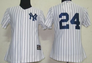 New York Yankees #24 Cano White With Black Pinstripe Womens Jersey 