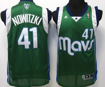 Dallas Mavericks #41 Dirk Nowitzki Green Swingman Jersey 