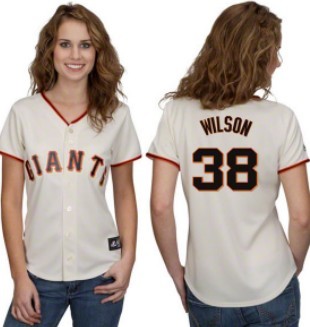 San Francisco Giants #38 Wilson Cream With Black Womens Jersey