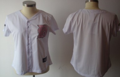 Detroit Tigers Blank White With Pink Womens Jersey 