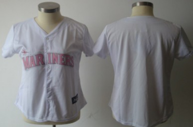 Seattle Mariners Blank White With Pink Womens Jersey