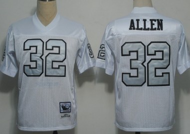 Oakland Raiders #32 Marcus Allen White With Silver Throwback Jersey