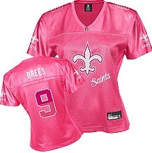 New Orleans Saints #9 Drew Brees Pink Fem Fan Womens Jersey 