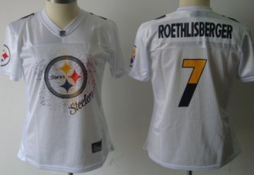 Pittsburgh Steelers #7 Ben Roethlisberger White Fem Fan Womens Jersey 