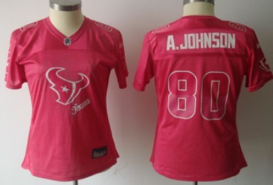 Houston Texans #80 Andre Johnson Pink Fem Fan Womens Jersey