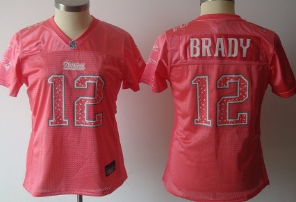 New England Patriots #12 Brady Pink Womens Sweetheart Jersey 