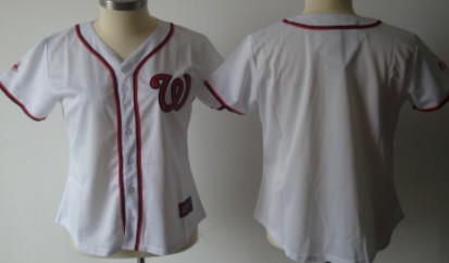 Washington Nationals Blank White With Red Womens Jersey