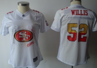 San Francisco 49ers #52 Patrick Willis White Fem Fan Womens Jersey 