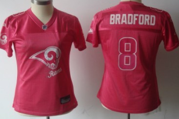 St. Louis Rams #8 Sam Bradford Pink Fem Fan Womens Jersey 