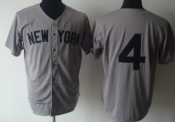 New York Yankees #4 Lou Gehrig 1939 Gray Wool Throwback Jersey 