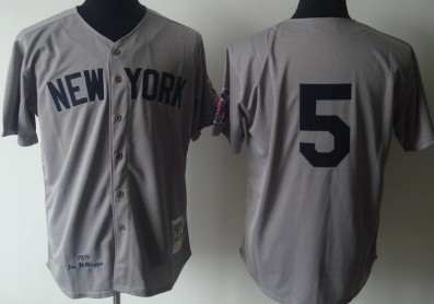 New York Yankees #5 Joe DiMaggio 1939 Gray Wool Throwback Jersey 