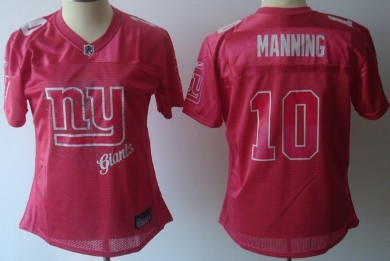 New York Giants #10 Eli Manning Pink Fem Fan Womens Jersey 