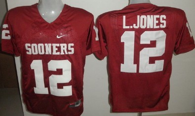 Oklahoma Sooners #12 Landy Jones Red Jersey 