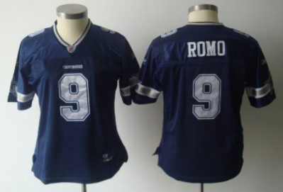 Dallas Cowboys #9 Tony Romo Blue Womens Jersey