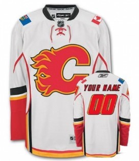 Calgary Flames Mens Customized White Jersey