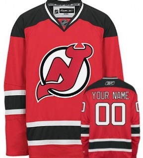 New Jersey Devils Mens Customized Red With Black Jersey