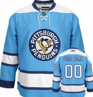 Pittsburgh Penguins Mens Customized Light Blue Jersey
