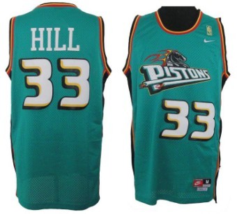 Detroit Pistons #33 Grant Hill Green Swingman Throwback Jersey
